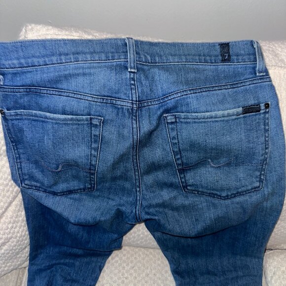 Mens' 7 (Seven) For Mankind Light Denim Slimmy Jeans - Tattered - 33/30 - Picture 7 of 13